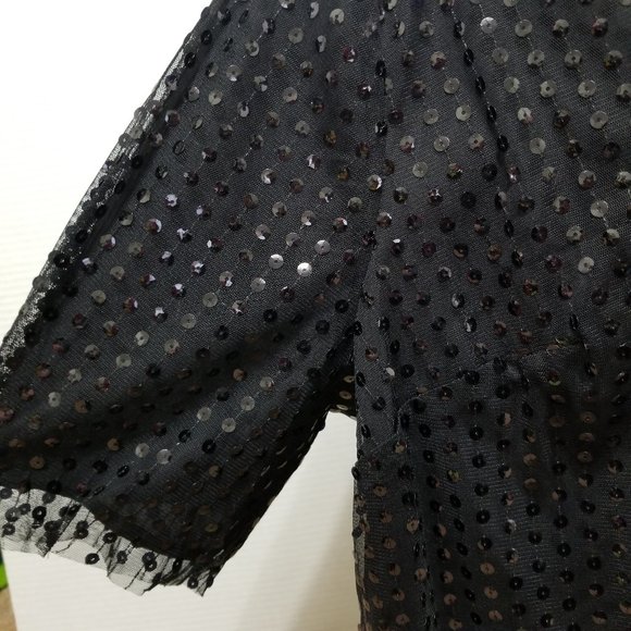 Who What Wear top 2X Plus Size sequin mesh overlay bedazzled bling party evening - Picture 5 of 11